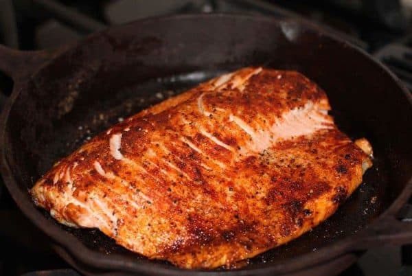 Broiled Salmon right after I took it out of the oven. Broiled on both sides.