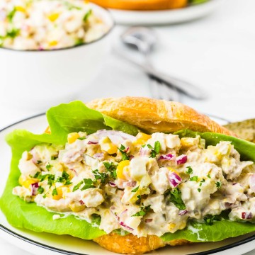 Tuna Salad served as a Tuna Salad Sandwich in a croissant.