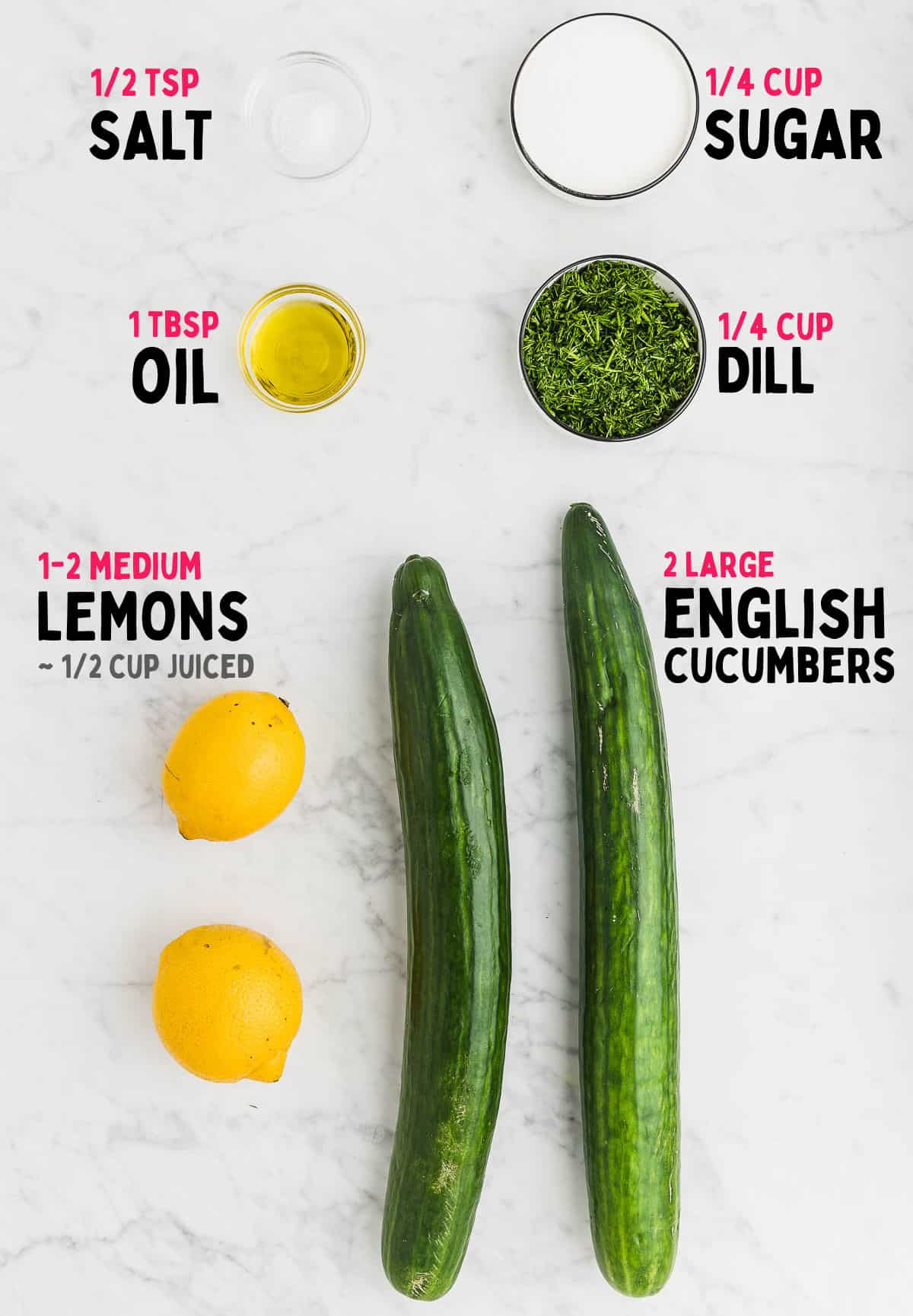 Ingredients needed to make German Cucumber Salad.