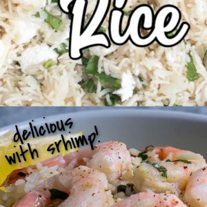 Mint Rice with Feta Cheese + Option showing how to serve it with shrimp
