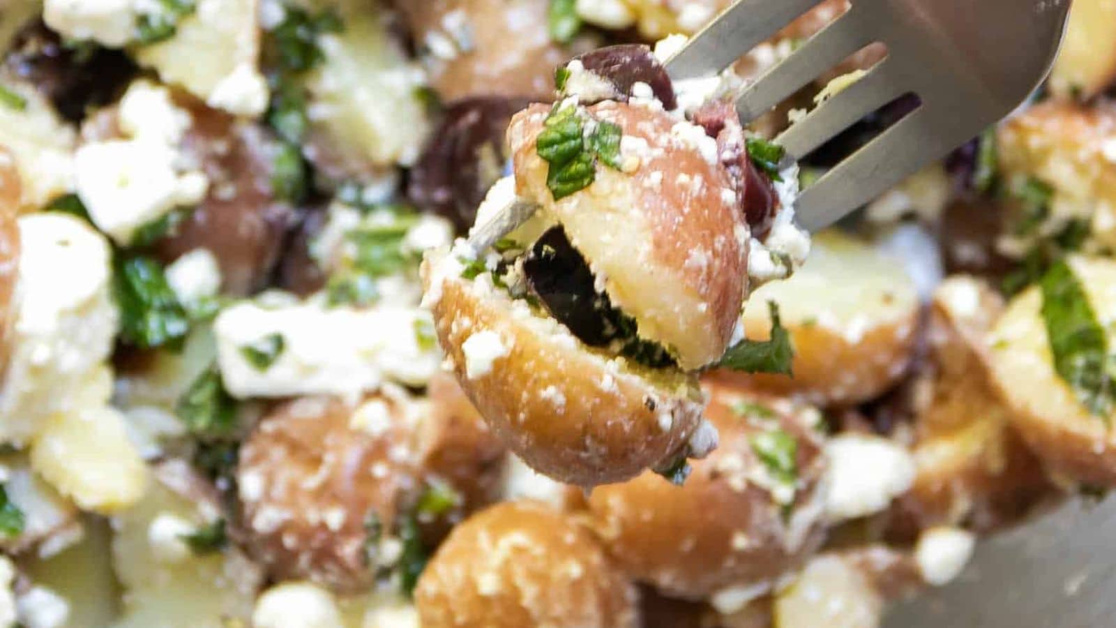 Red Potato Salad with Feta cheese by Cheerful Cook.