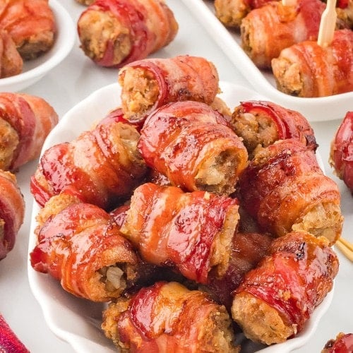 A bowl of Bacon Stuffing Rolls.