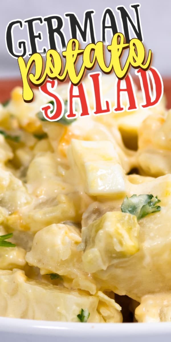 This German Potato Salad recipe is easy and delicious. Tender potatoes are combined with protein-rich eggs and chopped pickles. The dressing is simply mayonnaise and pickle juice. Easy German food at it's best. #cheerfulcook #potatosalad #lunch #germanfood #germanpotatosalad ♡ cheerfulcook.com via @cheerfulcook