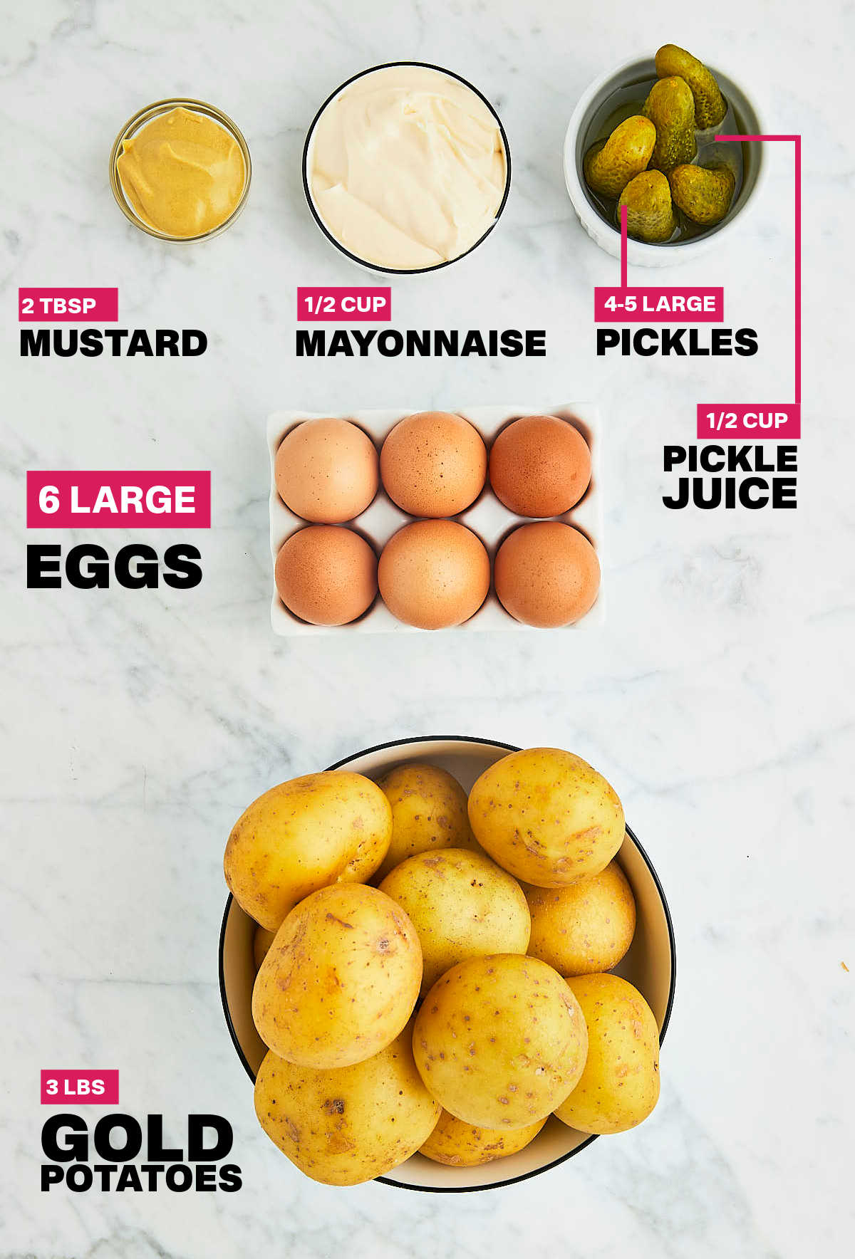 Ingredients needed for a Classic  cold German Potato Salad.