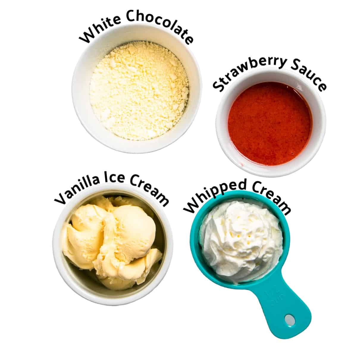 Ingredients needed to make Spaghetti Ice Cream
