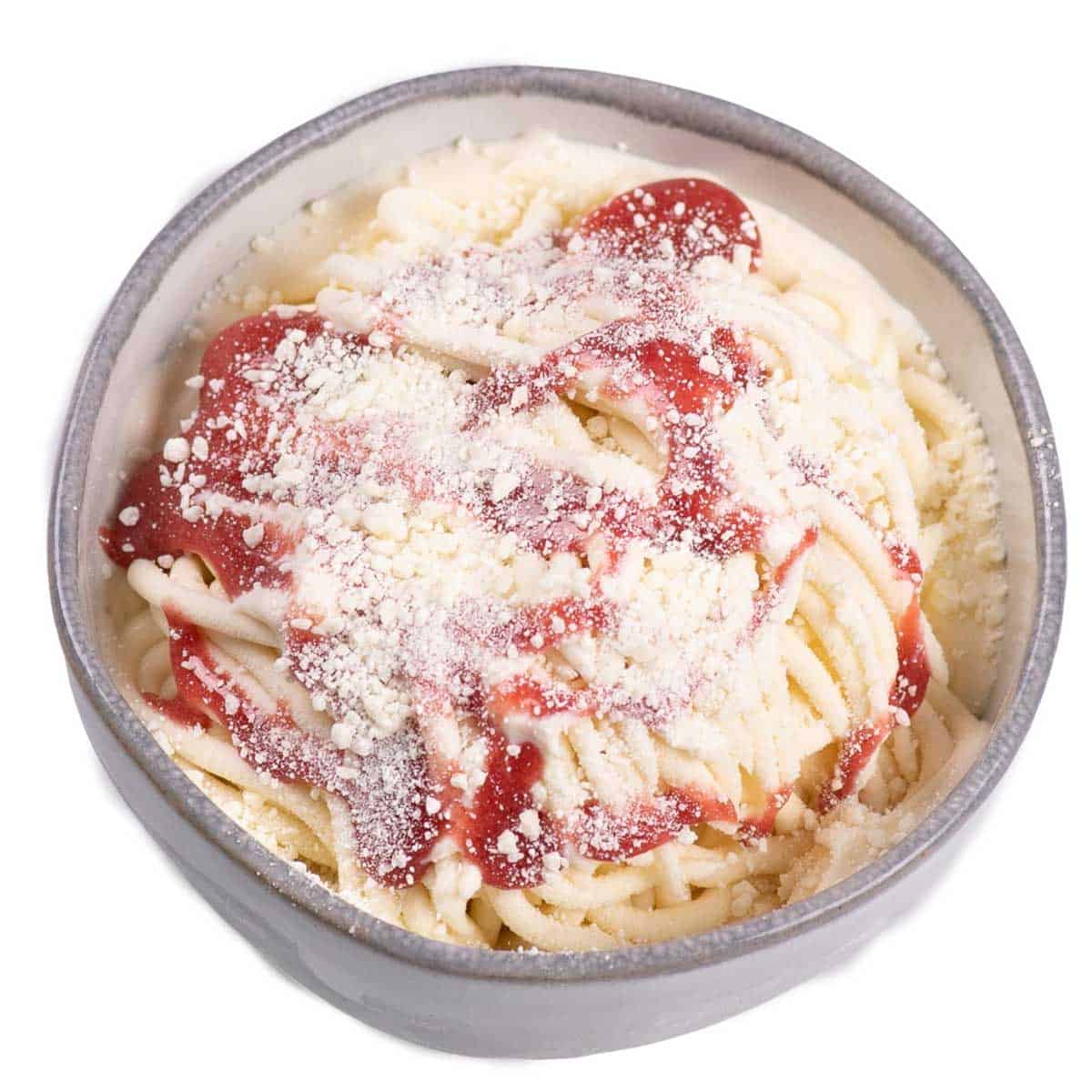 A bowl of Spaghetti Ice Cream