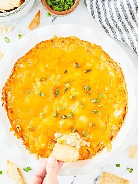 Frank's Hot Buffalo Chicken Dip in a large white bowl.