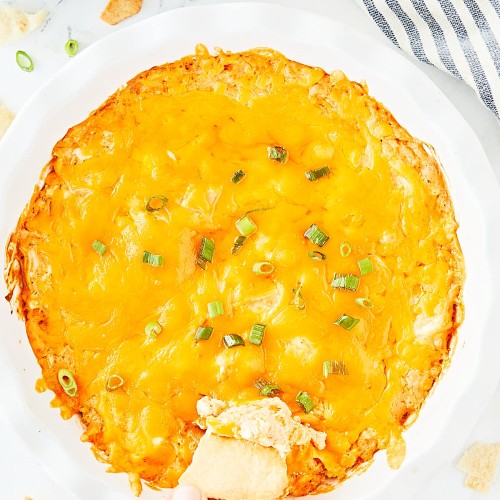 Frank's Hot Buffalo Chicken Dip in a large white bowl.