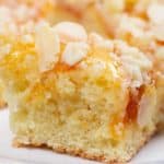 German Crumb Cake or Streuselkuchen is one of the most popular and easiest to make German baked goods. With just a handful of ingredients (and no yeast!), you can have this cake ready to serve about in 45 minutes. #cheerfulcook #Germany #baking #Streuselkuchen #crumbcake ♡ cheerfulcook.com