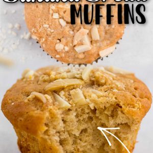 banana bread muffin from the top and the side