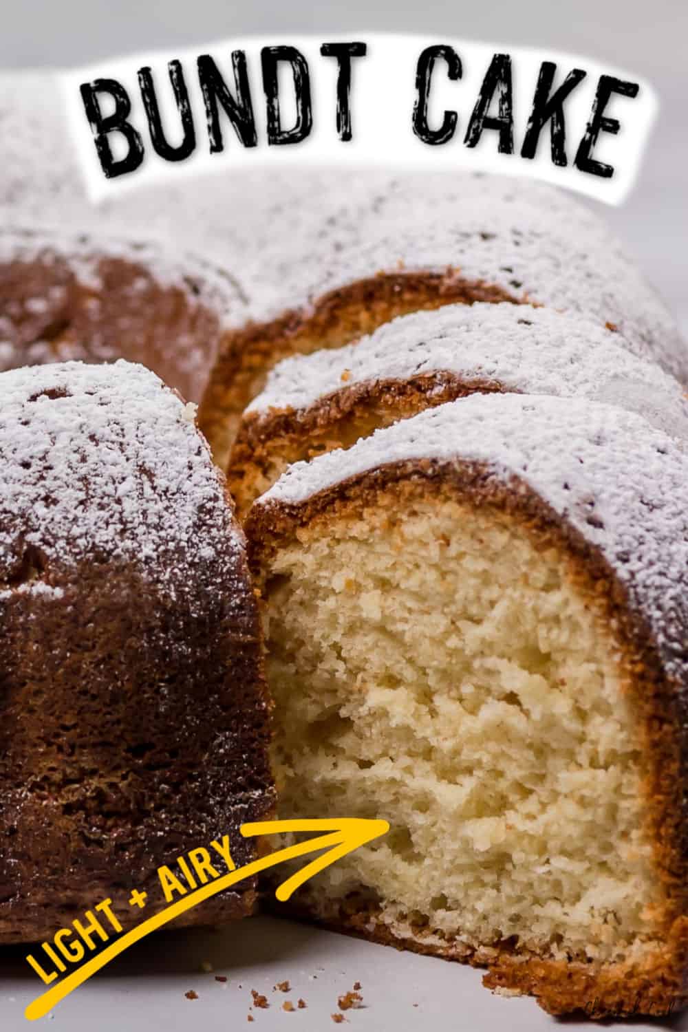 This light and fluffy bundt cake is incredibly delicious. Based on a popular German Sandkuchen this recipe has a secret ingredient that adds texture and flavor! #cheerfulcook #bundtcake #sandkuchen #Germanrecipes #baking ♡ cheerfulcook.com via @cheerfulcook