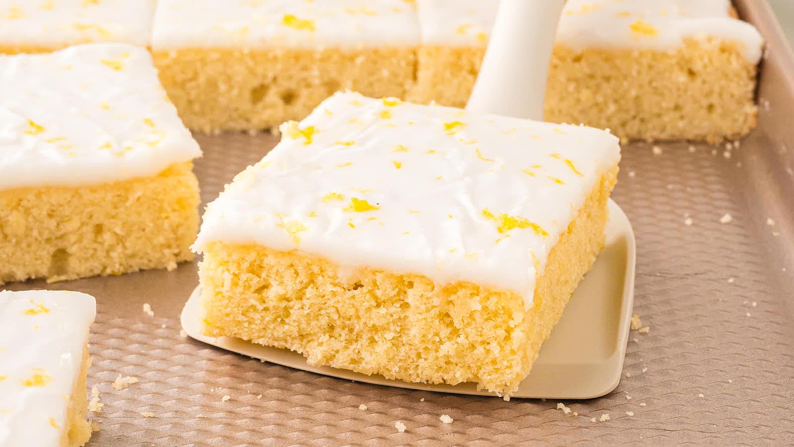 German Lemon Sheet Cake recipe by Cheerful Cook..
