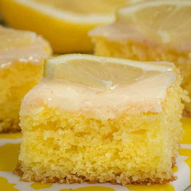 A slice of freshly baked lemon cake