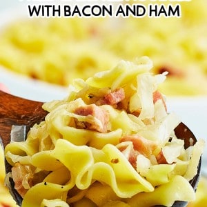 The best German Krautfleckerl recipe. Fried cabbage noodles with bacon and ham.