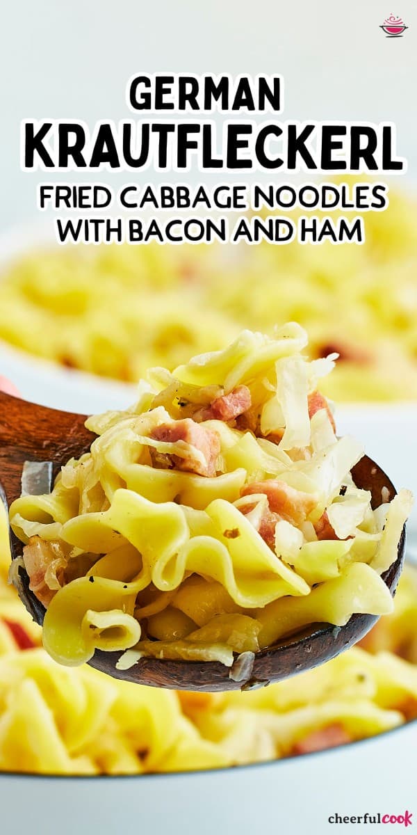 The best German Krautfleckerl recipe. Fried cabbage noodles with bacon and ham.