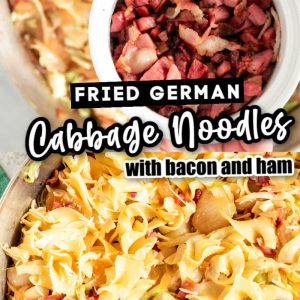 Homemade Krautfleckerl with ham and bacon