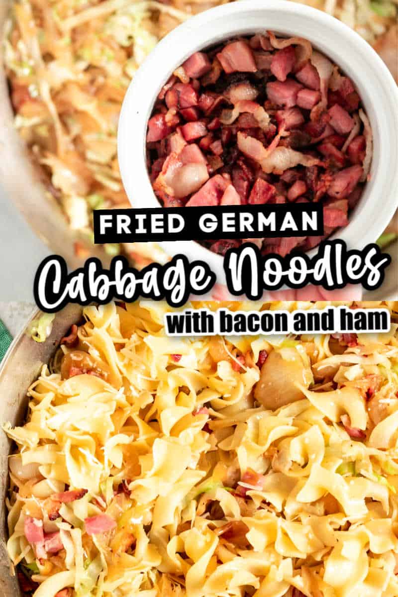 Rustic traditional German pasta dish. Made with egg noodles, onion, cabbage, cheese, and bacon. #cheerfulcook #krautfleckerl #haluski #germanfood #pasta #cabbage ♡ cheerfulcook.com via @cheerfulcook