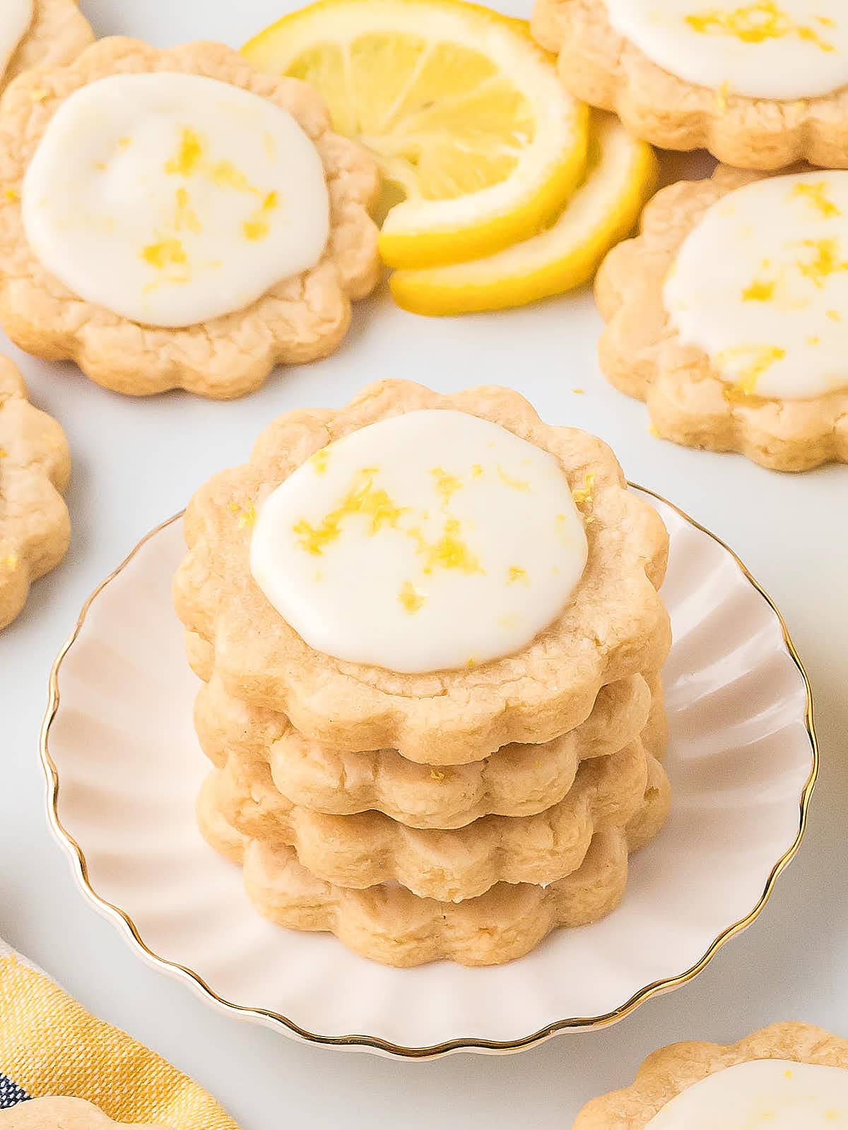 A stack of Lemon Shortbread Cookies.