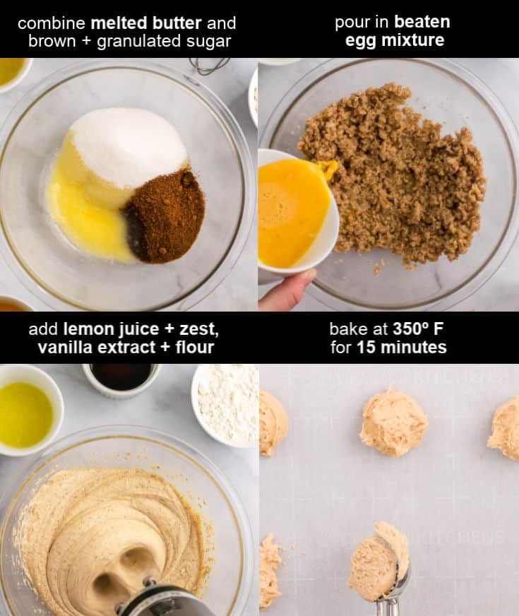 steps showing how to make lemon shortbread cookies