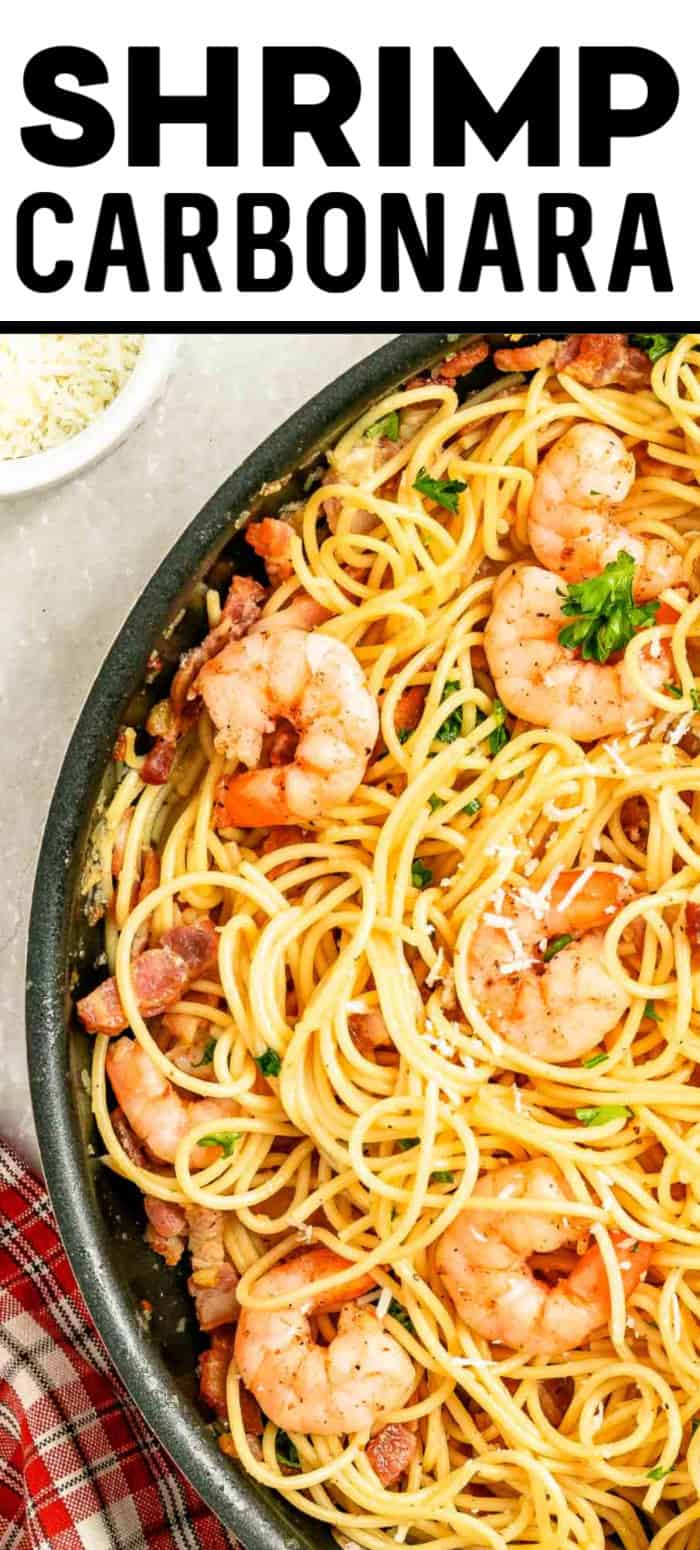 Elegant and decadently delicious Shrimp Carbonara is an incredibly easy pasta recipe. Made with egg yolks, bacon, and Parmesan cheese, this dinner is ready to be served in under 30 minutes.#cheerfulcook #shrimp #pasta #spaghetti 
 via @cheerfulcook