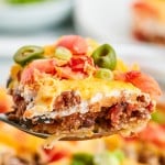 A spoonful of ground beef casserole