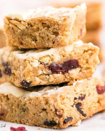 Stack of White Chocolate Cranberry Blondies