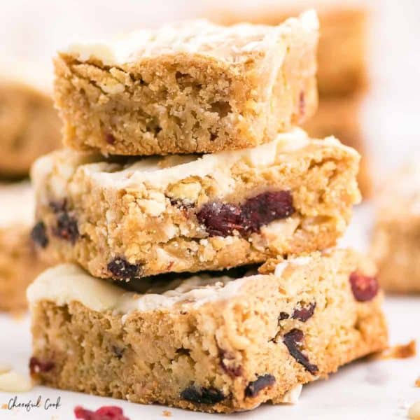 Stack of White Chocolate Cranberry Blondies