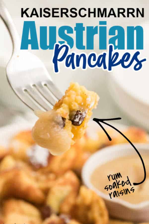 Create the perfect breakfast or brunch treat with this unique Austrian pancake recipe! Kaiserschmarrn takes the familiar American pancake and elevates it to new levels with fluffy egg whites and rum-soaked raisins. #cheerfulcook #Kaiserschmarrn #pancakes #austrian #recipe #breakfast ♡ cheerfulcook.com via @cheerfulcook