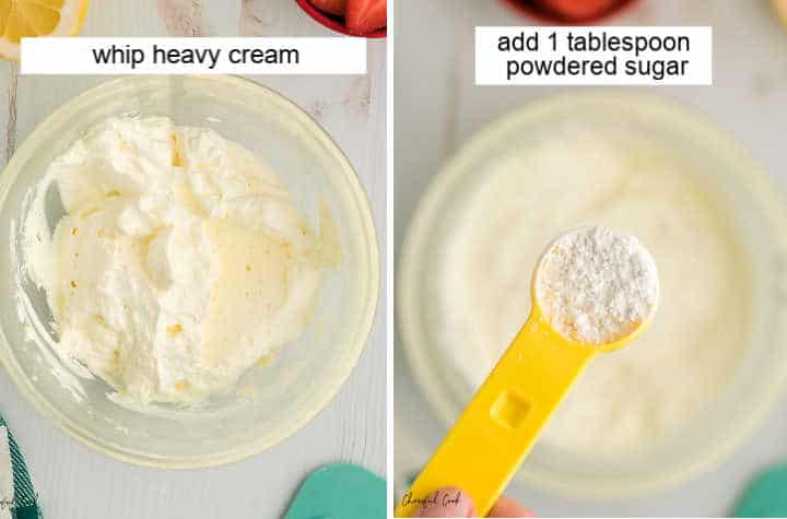 Making the whipped cream for the cream cheese filling