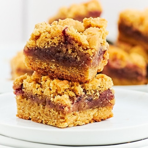 Two slices of PB & J Dessert Bars.