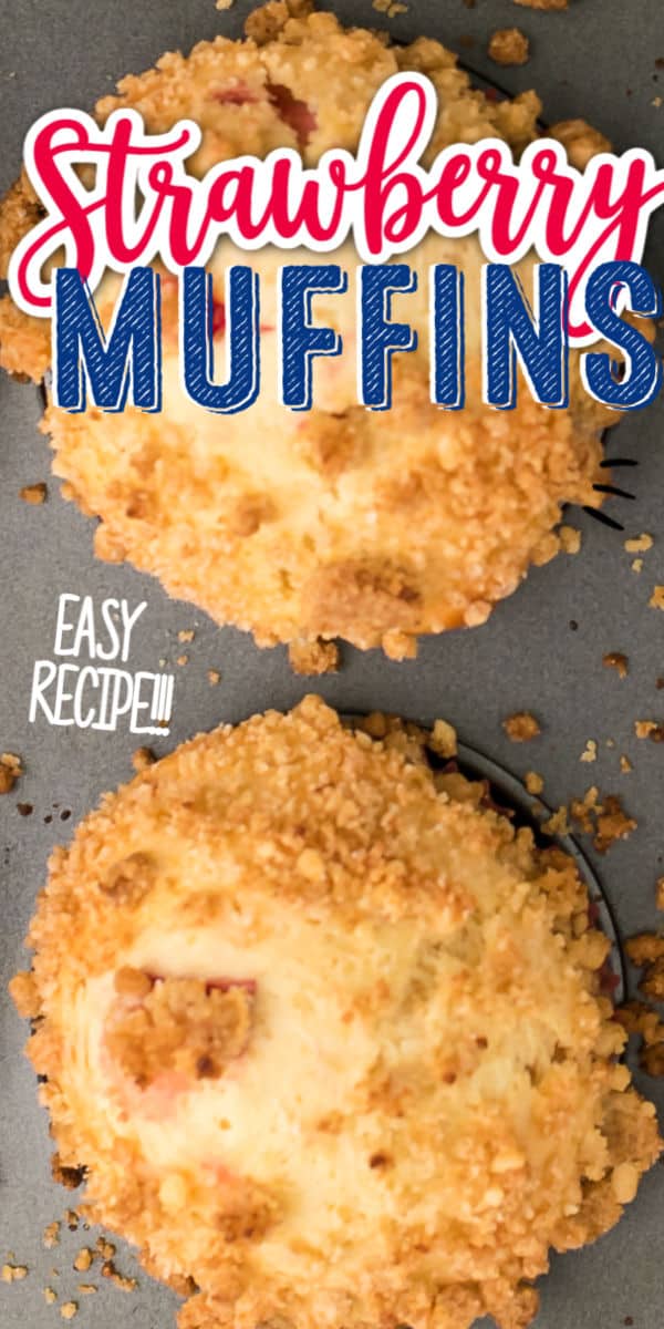 Celebrate strawberry season with this easy Strawberry Streusel Muffin recipe. Refreshing, juicy strawberries in a moist, tender batter, topped with a crunchy, buttery crumble. Perfect for breakfast or a midday snack. #cheerfulcook #muffins #strawberries #easy #homemade #streusel #breakfast via @cheerfulcook