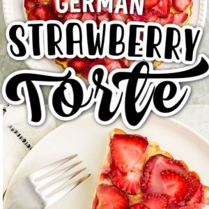 Strawberry Torte on a white plate