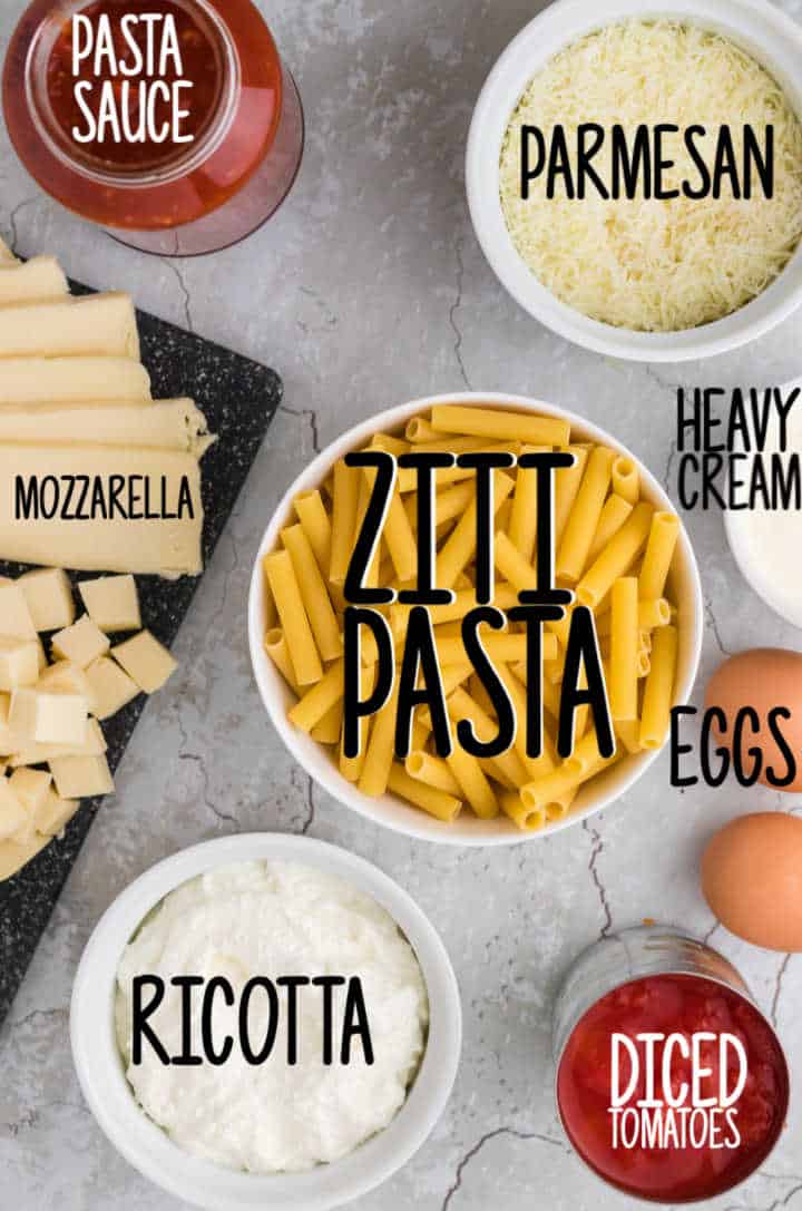 Ingredients needed to make baked ziti
