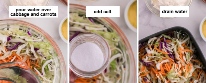 steps showing how to make this easy coleslaw salad