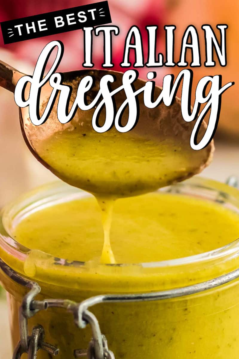 Blended onions, garlic, fresh and dried herbs, good quality olive oil, vinegar, and a dash of sugar make this Italian dressing burst with flavor. #cheerfulcook #dressing #italiandressing #homemade #salad #marinade via @cheerfulcook