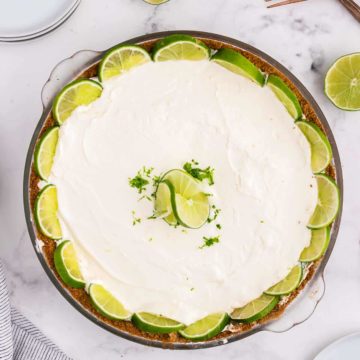 Perfect Key Lime Pie in a glass dish