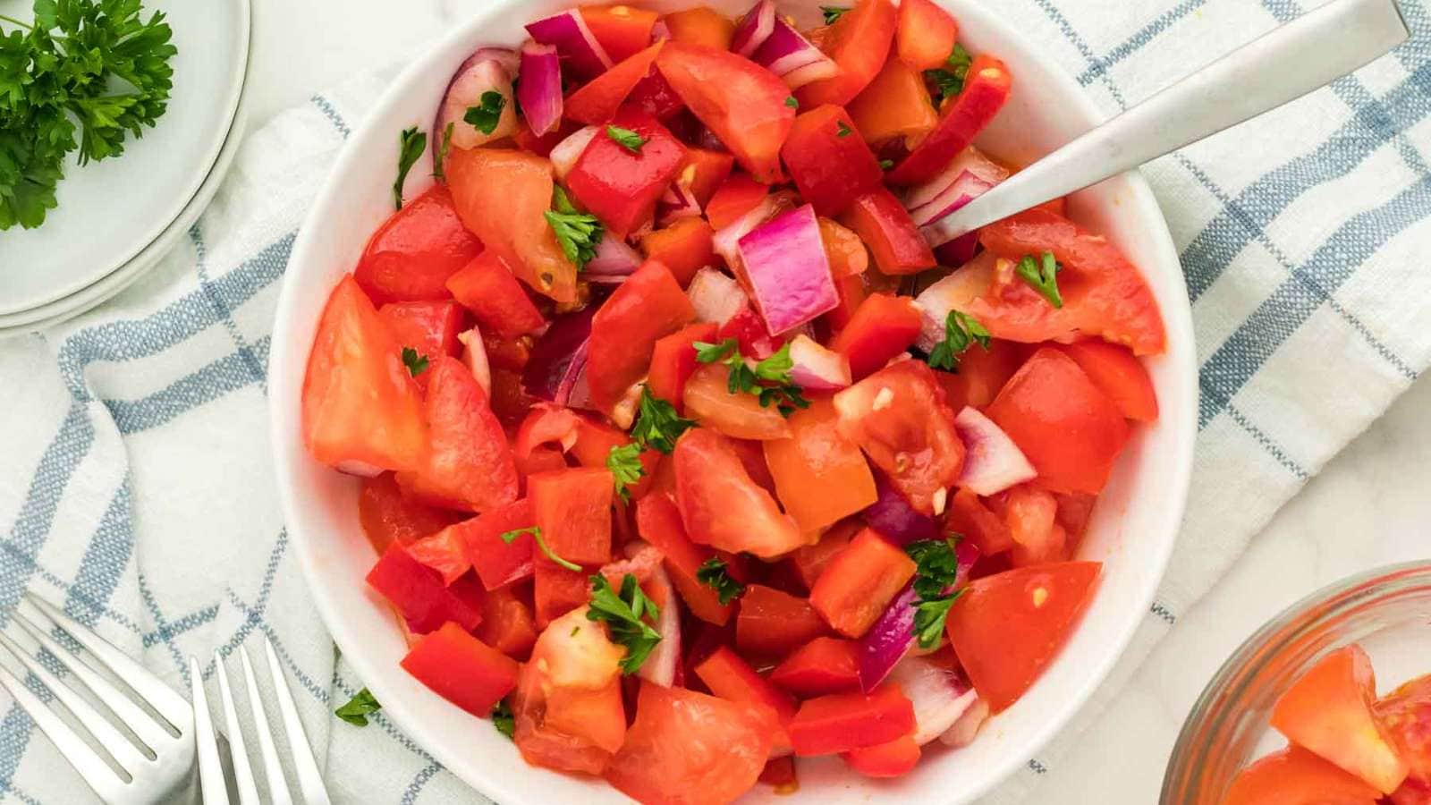 Tomato Salad recipe by Cheerful Cook.