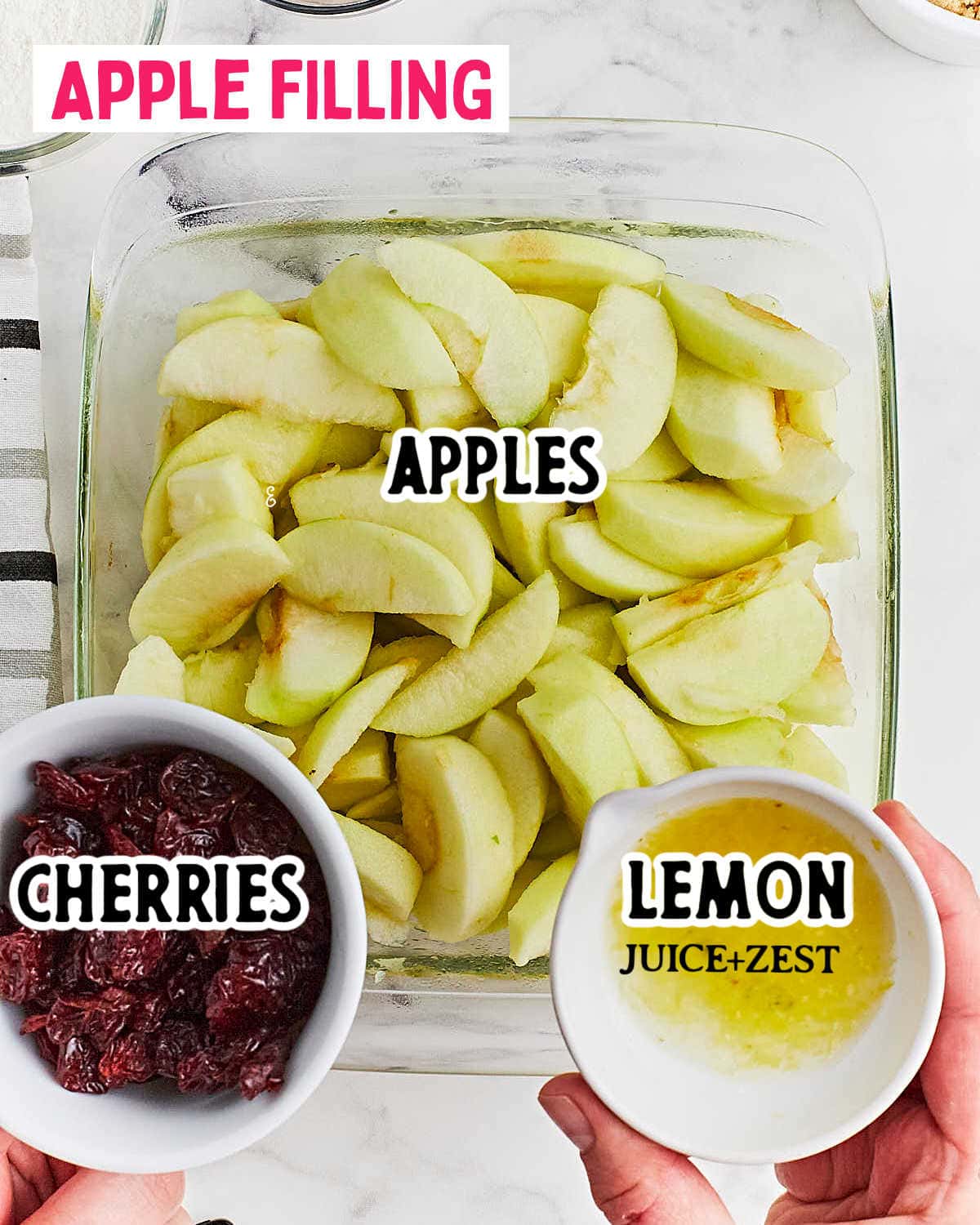 Process Step: Combine apples, dried cherries, and lemon.
