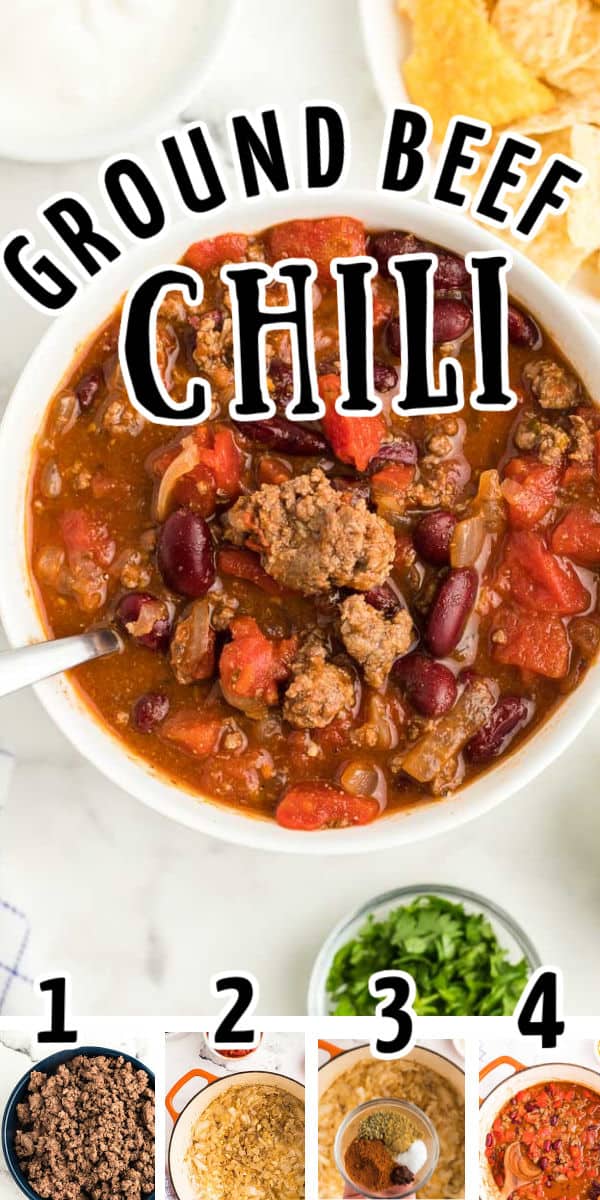 Flavor-bursting easy, chunky ground beef Chili Recipe perfect for weeknight diner made with just 5 ingredients + spices. Easy Chili Recipe | Ground Beef Stew | Fall Favorite Chili Recipe #cheerfulcook #chili #chili #kidneybeans #beef  via @cheerfulcook