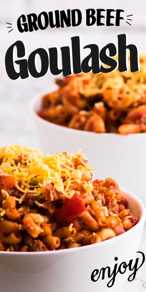 This EASY American Goulash recipe is made with ground beef, a deliciously spiced tomato sauce,  tender pasta, and is topped with Cheddar cheese. Ground Beef Goulash | American Goulash #cheerfulcook #groundbeef #macaroni cheerfulcook.com via @cheerfulcook