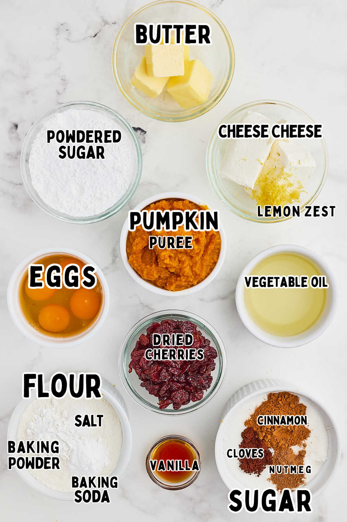 Ingredients needed to make the Yummiest Pumpkin Bars.