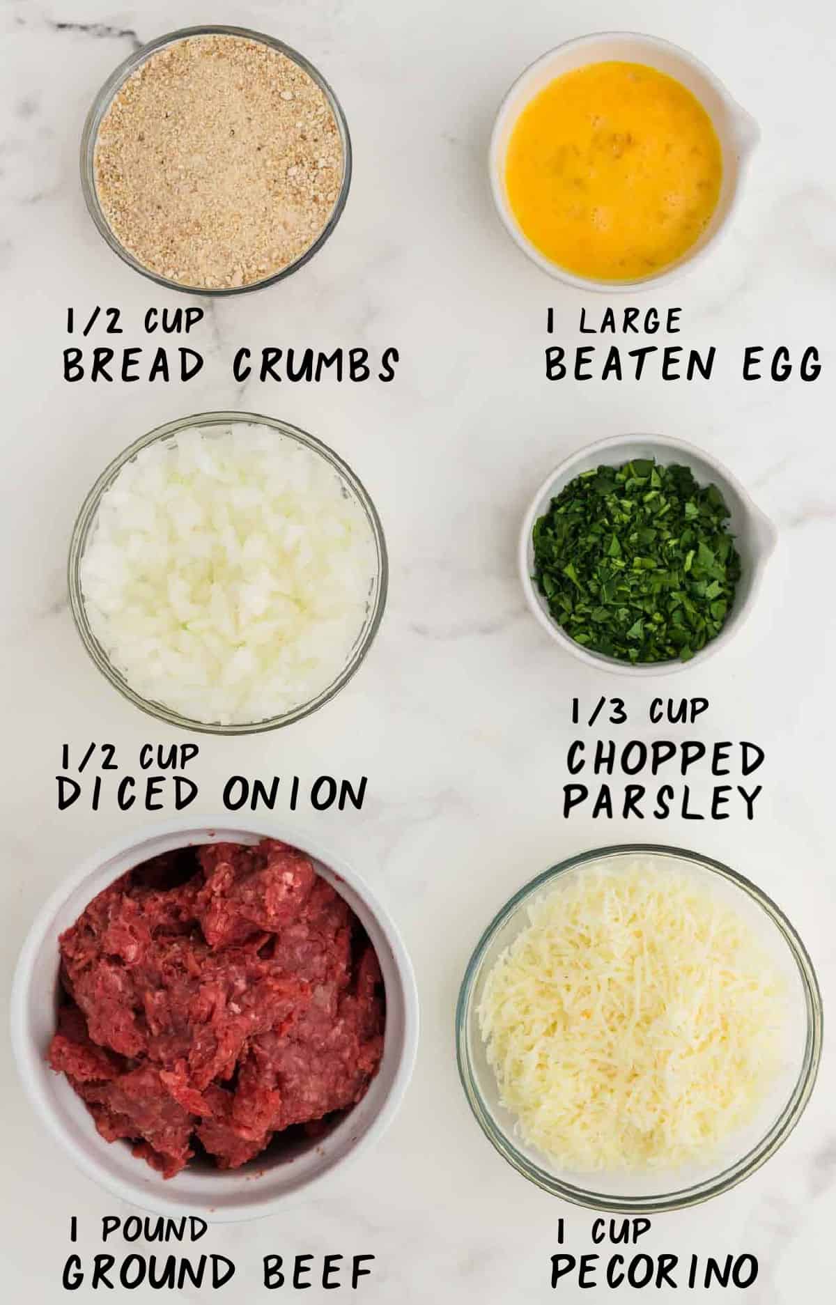 Ingredients needed to make Baked Meatballs