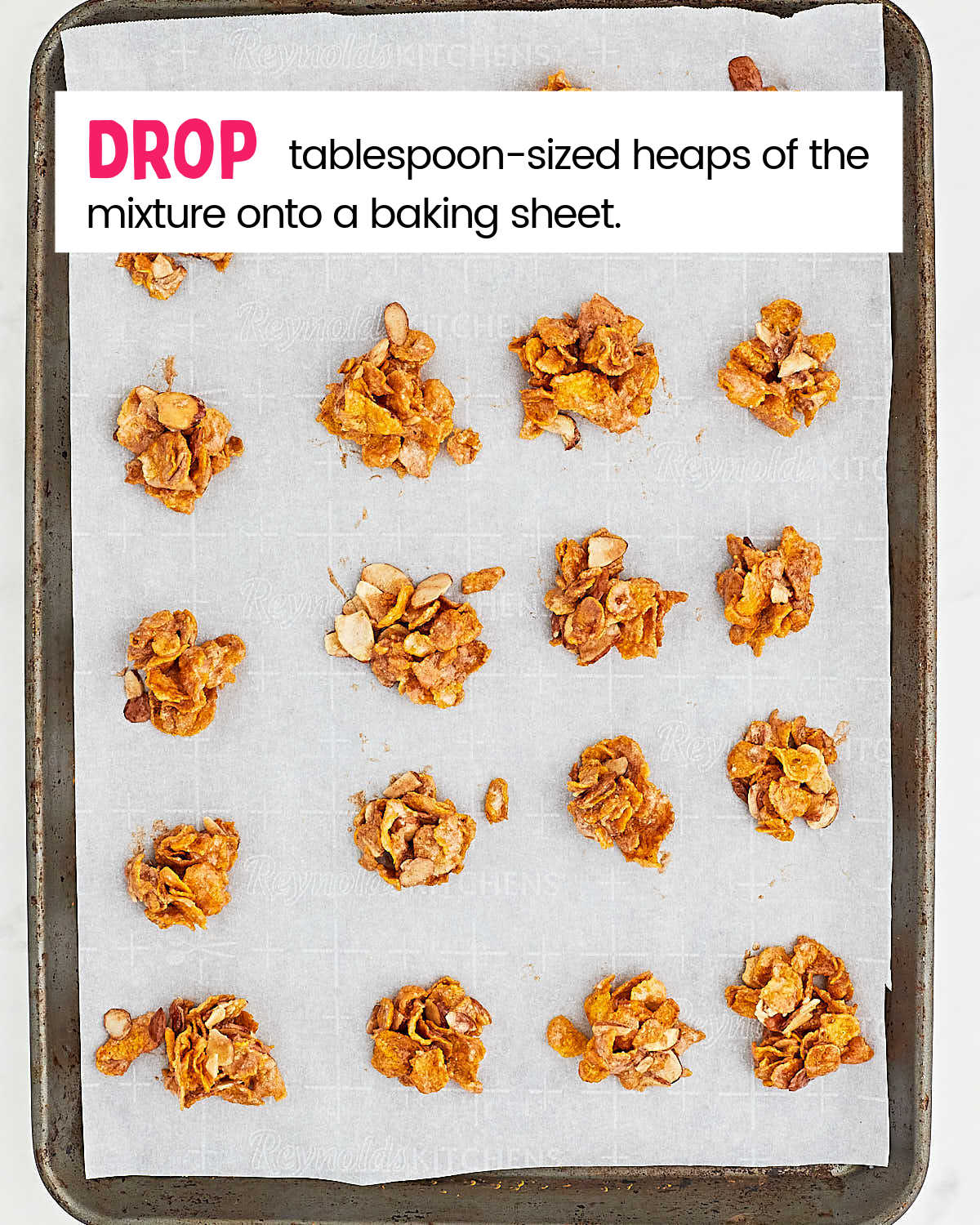 Process Step: Drop tablespoon-sized heaps on a baking sheet.