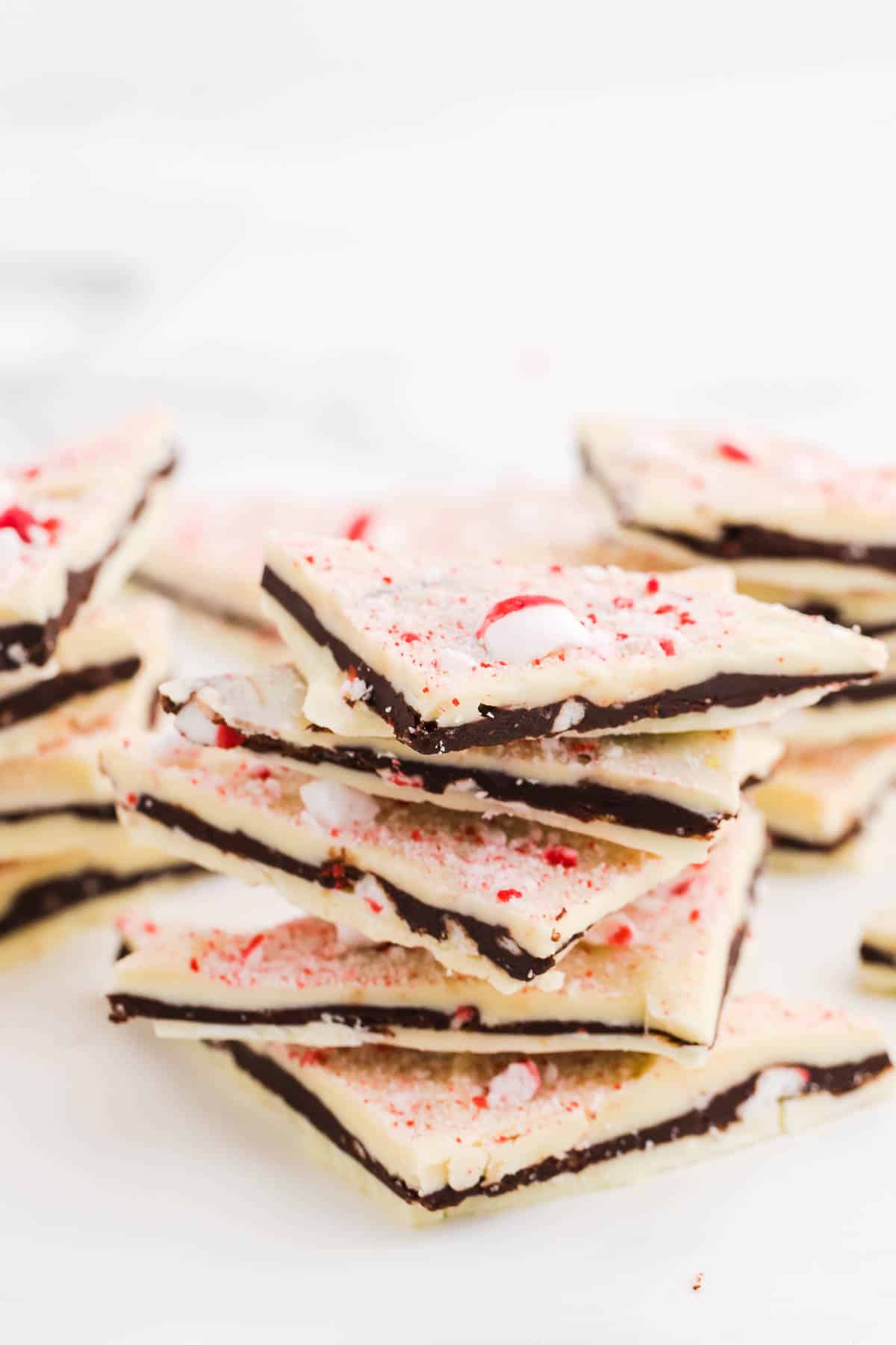 a pile of white chocolate peppermint bark