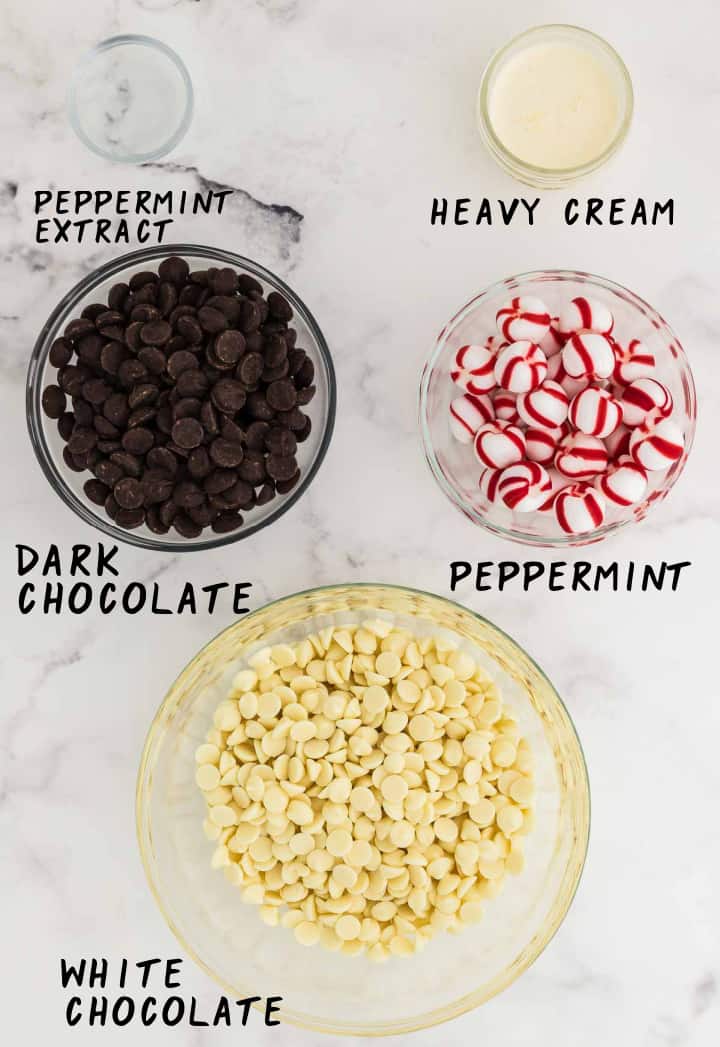 Ingredients needed to make Peppermint Bark