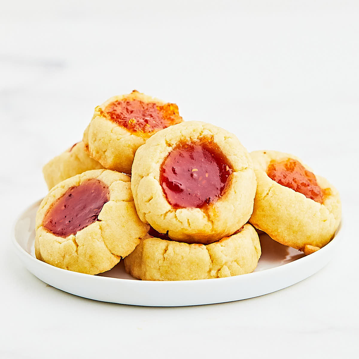 A plate of Thumbprint Cookies.