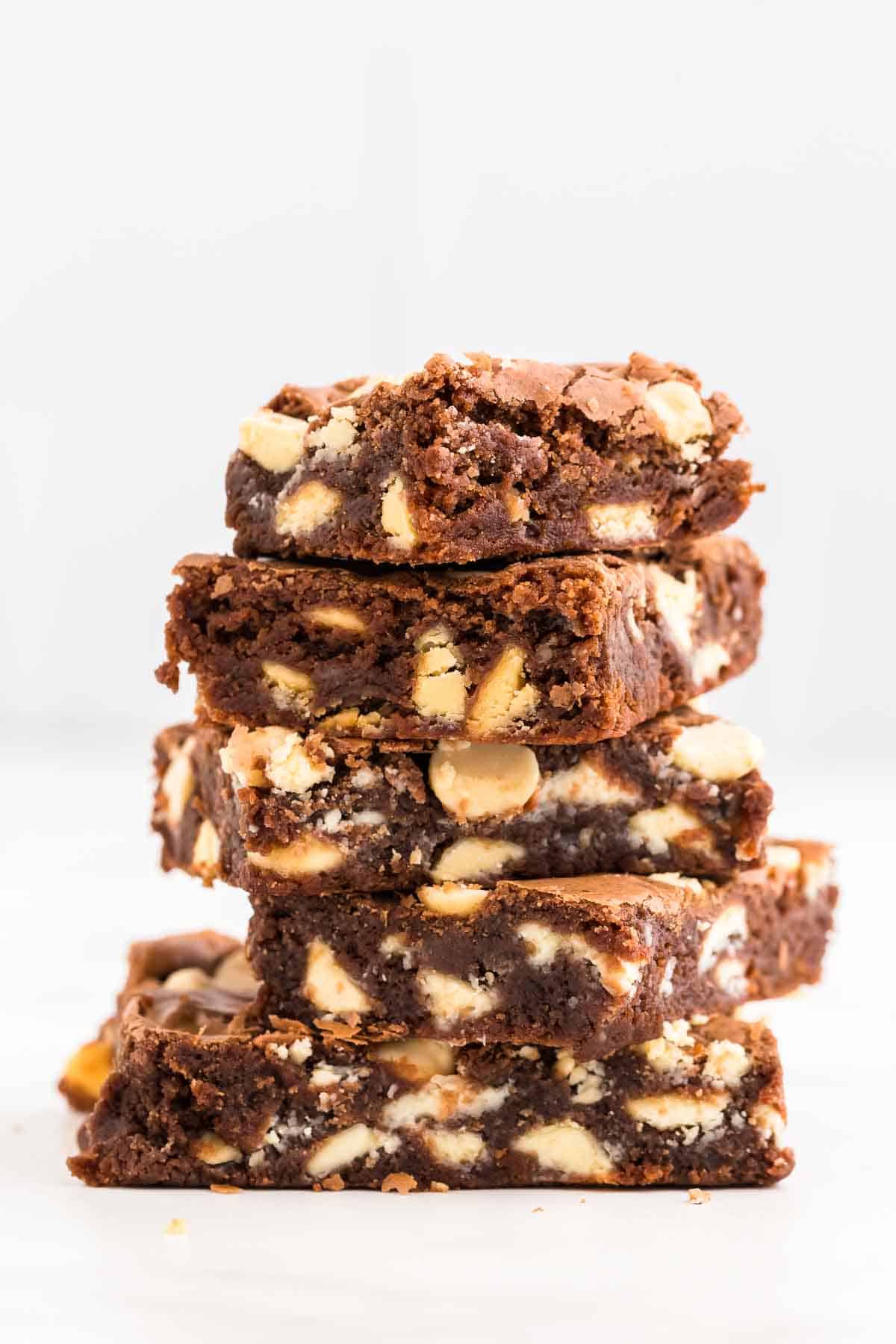 A stack of brownies. 