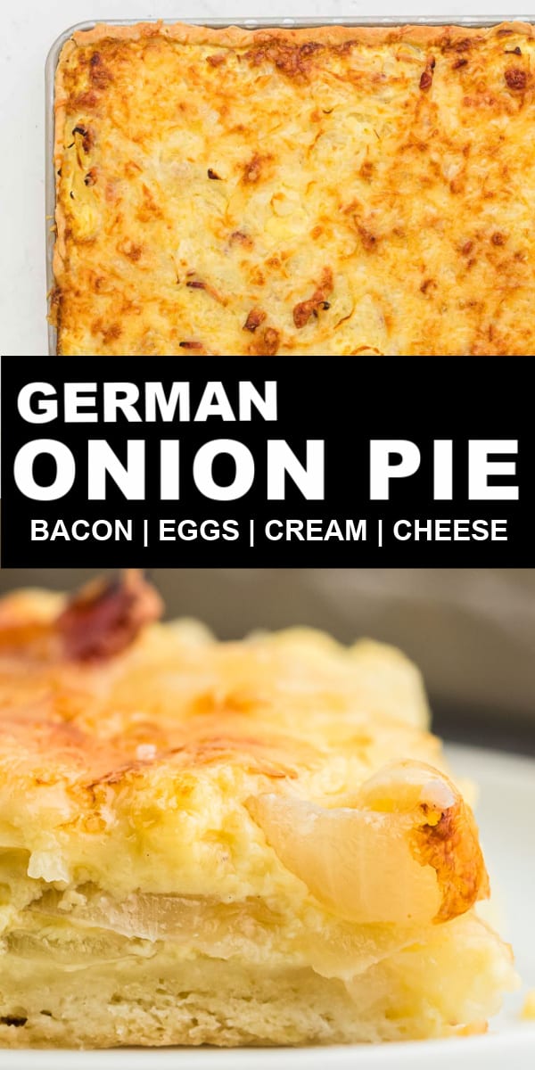 Onion Pie is a super easy pie crust deliciously loaded with sweet onion, bacon, egg, and cheese filling. Easy Onion Pie | Zwiebelkuchen #cheerfulcook #pie #onions #bacon #cheese cheerfulcook.com via @cheerfulcook