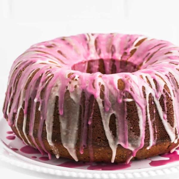 Freshly baked mulled wine cake on a white plate