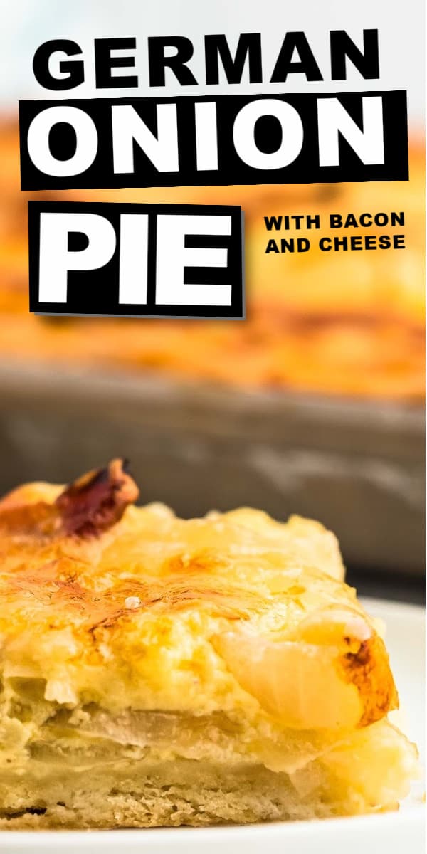 Onion Pie is a super easy pie crust deliciously loaded with sweet onion, bacon, egg, and cheese filling. Easy Onion Pie | Zwiebelkuchen #cheerfulcook #pie #onions #bacon #cheese cheerfulcook.com via @cheerfulcook